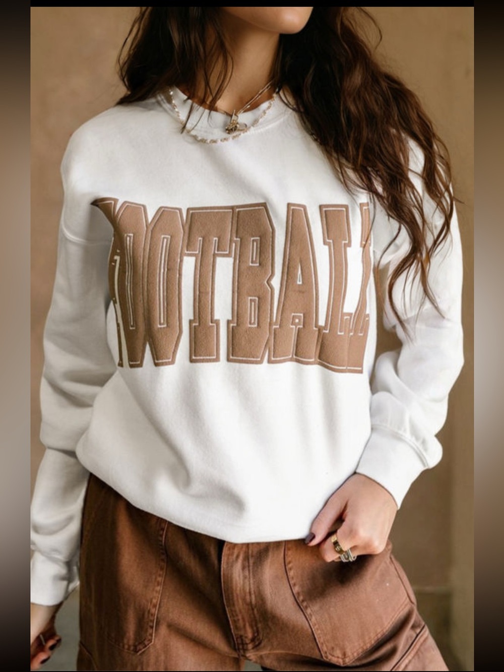 1287. White football 3D letter graphic crewneck sweatshirt
